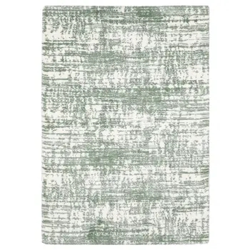 5' X 8' Green And Ivory Abstract Area Rug