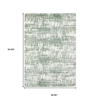 4' X 6' Green And Ivory Abstract Area Rug