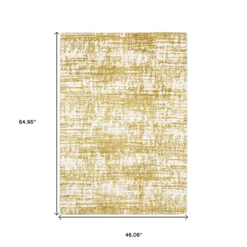 4' X 6' Gold And Ivory Abstract Area Rug