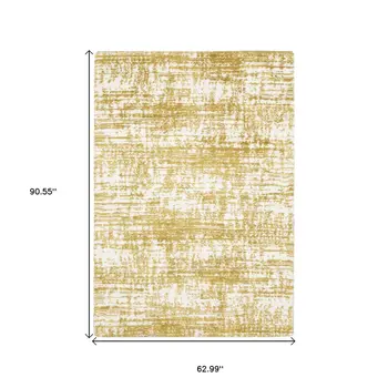 5' X 8' Gold And Ivory Abstract Area Rug