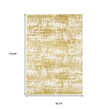 7' X 10' Gold And Ivory Abstract Area Rug