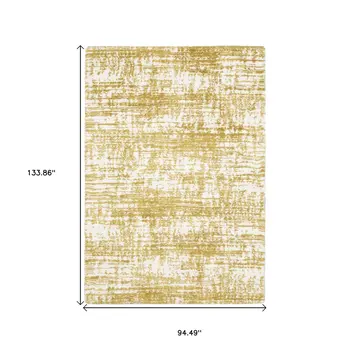 8' X 11' Gold And Ivory Abstract Area Rug