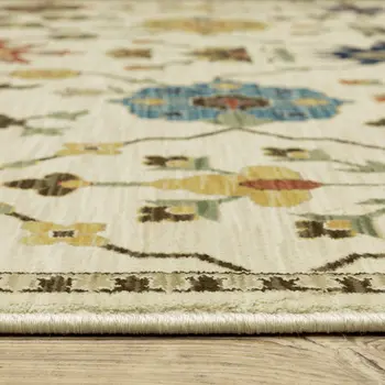 2' X 3' Ivory And Gold Oriental Area Rug With Fringe