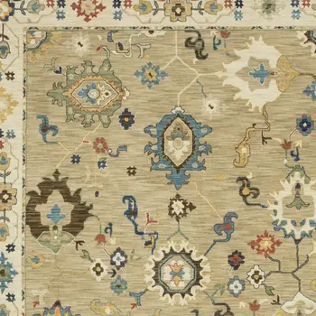 2' X 3' Beige Blue And Red Oriental Area Rug With Fringe
