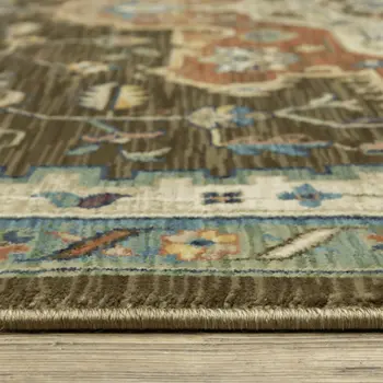 2' X 3' Brown And Orange Oriental Area Rug With Fringe