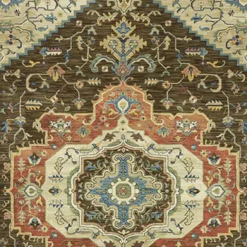 2' X 3' Brown And Orange Oriental Area Rug With Fringe