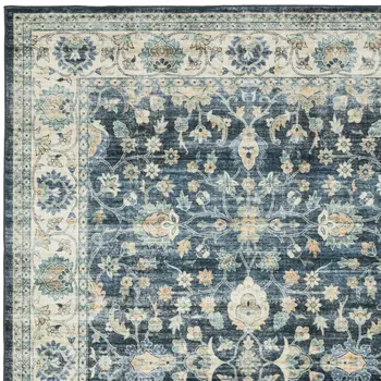 2' X 3' Blue And Ivory Oriental Distressed Area Rug