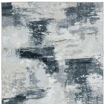2' X 3' Ivory And Gray Abstract Distressed Area Rug