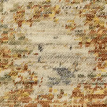 2' X 3' Beige And Gold Abstract Area Rug With Fringe