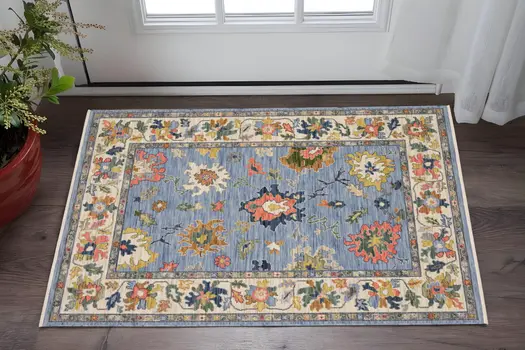 2' X 3' Gray And Light Gray Oriental Area Rug With Fringe