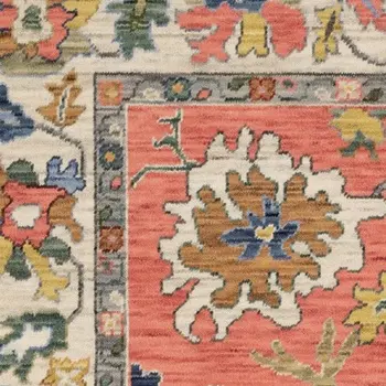 2' X 3' Salmon Blue And Yellow Oriental Area Rug With Fringe
