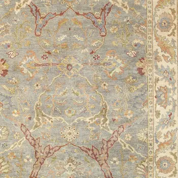2' X 3' Gray And Beige Wool Oriental Hand Knotted Area Rug