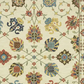 3' X 5' Ivory Yellow And Dark Orange Oriental Area Rug With Fringe