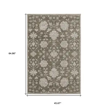 4' X 6' Gray And Light Gray Oriental Area Rug