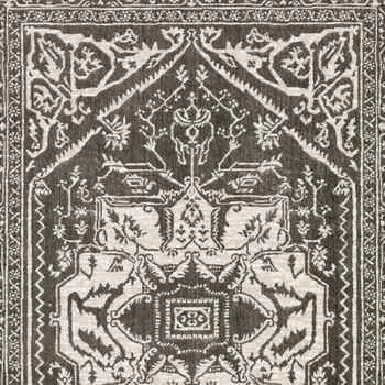 4' X 6' Gray And Ivory Oriental Area Rug
