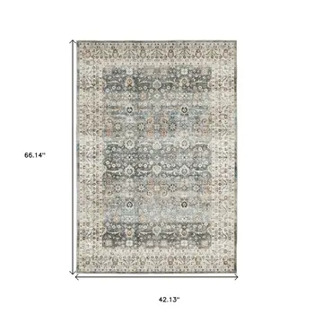 4' X 6' Gray And Ivory Oriental Distressed Area Rug