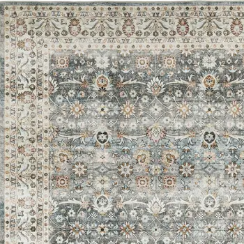 4' X 6' Gray And Ivory Oriental Distressed Area Rug