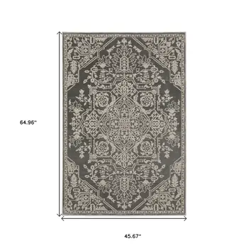 4' X 6' Gray And Light Gray Oriental Area Rug