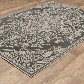 4' X 6' Gray And Light Gray Oriental Area Rug