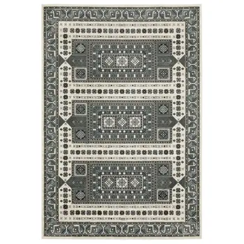 3' X 5' Gray And Blue Medallion Area Rug