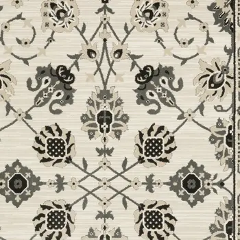 3' X 5' Ivory And Gray Oriental Area Rug