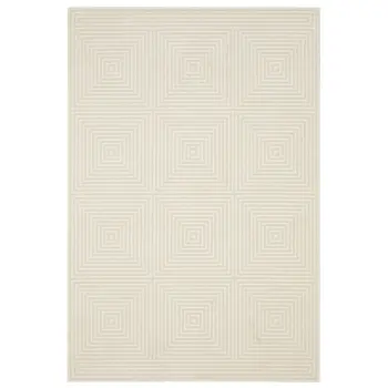 3' X 5' Ivory And Beige Geometric Area Rug
