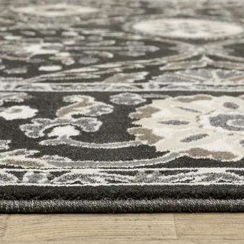 3' X 5' Charcoal And Gray Oriental Area Rug