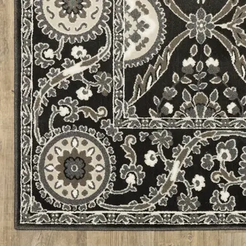 3' X 5' Charcoal And Gray Oriental Area Rug