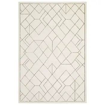 3' X 5' Ivory And Taupe Geometric Area Rug