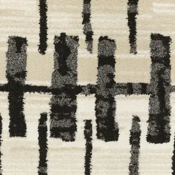 3' X 5' Beige And Black Geometric Area Rug