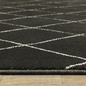 3' X 5' Charcoal And Ivory Trellis Area Rug