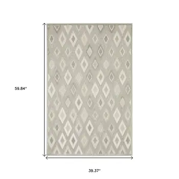 3' X 5' Beige And Gray Diamond Area Rug