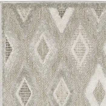 8' Beige And Gray Diamond Runner Rug