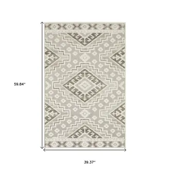 3' X 5' Beige And Brown Tribal Area Rug