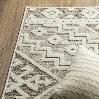 3' X 5' Beige And Brown Tribal Area Rug