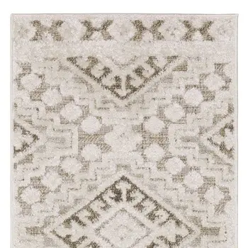 8' Beige And Brown Tribal Runner Rug