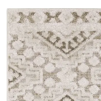 8' Beige And Brown Tribal Runner Rug