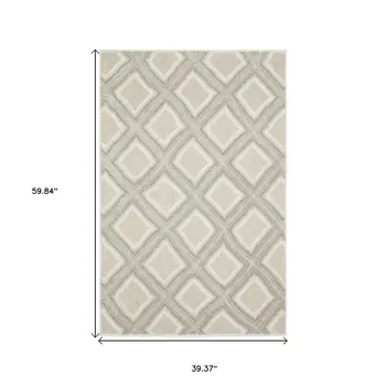 3' X 5' Gray And Beige Diamond Area Rug