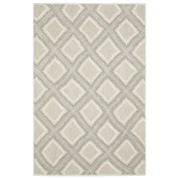 3' X 5' Gray And Beige Diamond Area Rug