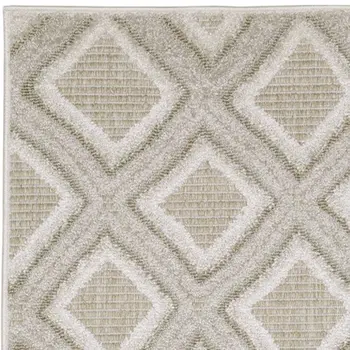 8' Gray And Beige Diamond Runner Rug