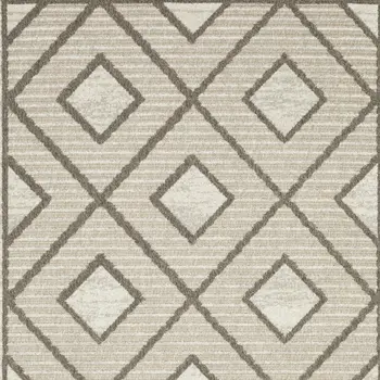 3' X 5' Beige And Brown Geometric Area Rug