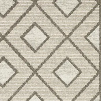 3' X 5' Beige And Brown Geometric Area Rug