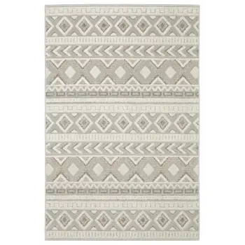 3' X 5' Gray And Beige Tribal Area Rug