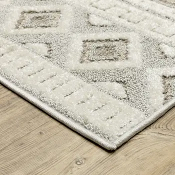 3' X 5' Gray And Beige Tribal Area Rug