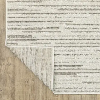 8' Ivory And Brown Striped Distressed Runner Rug