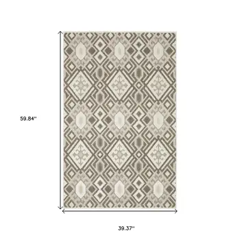 3' X 5' Brown And Beige Tribal Area Rug