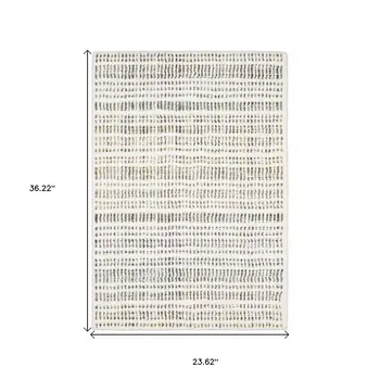 2' X 3' Ivory Yellow And Black Striped Area Rug