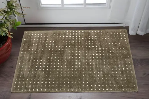 2' X 3' Brown And Ivory Geometric Area Rug
