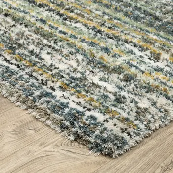 2' X 3' Green And Blue Geometric Distressed Area Rug