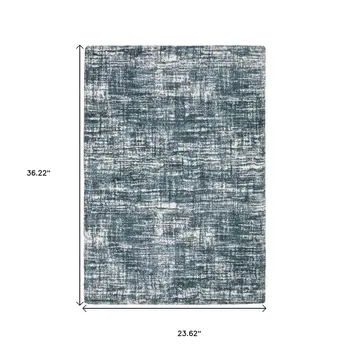 2' X 3' Teal And Ivory Geometric Area Rug